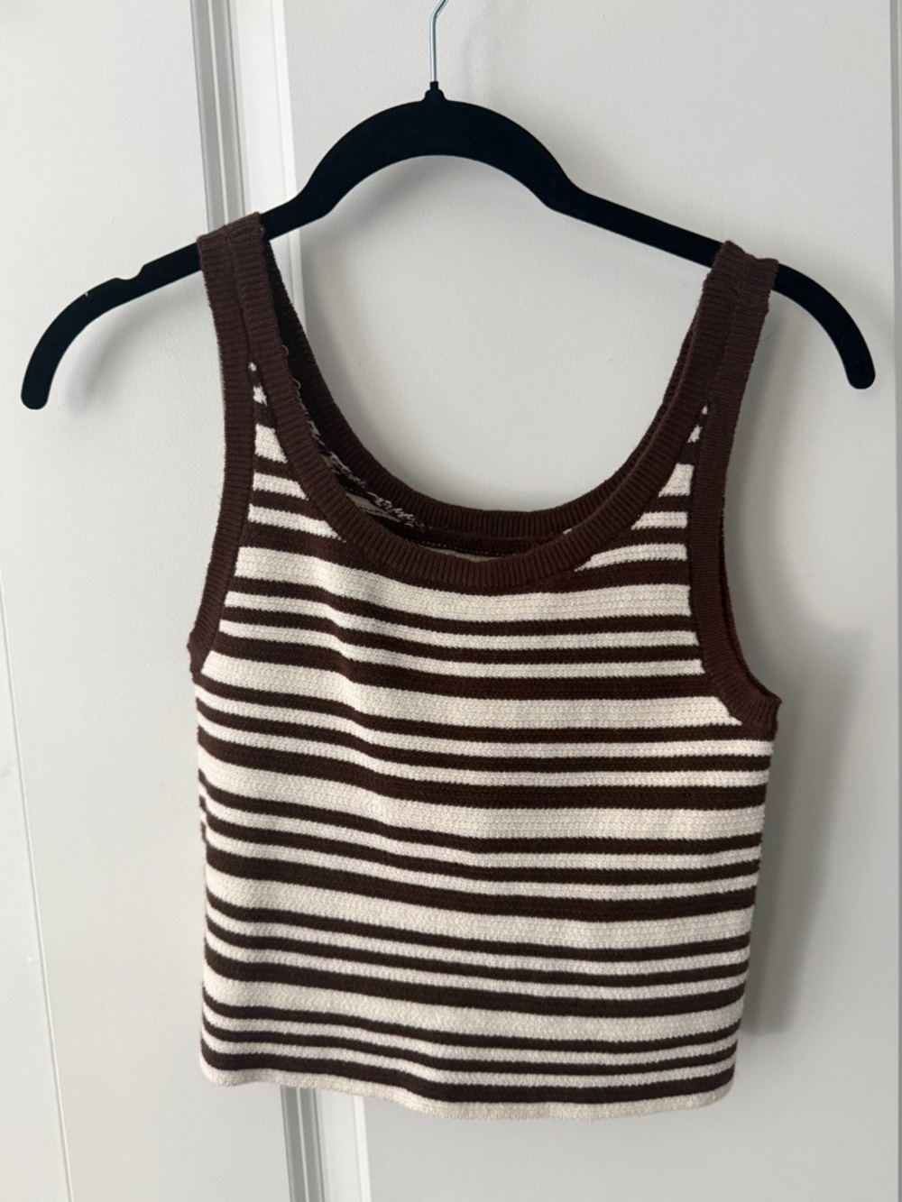 American Eagle Outfitters Brown & Cream Striped sweater Crop Tank Top NWT